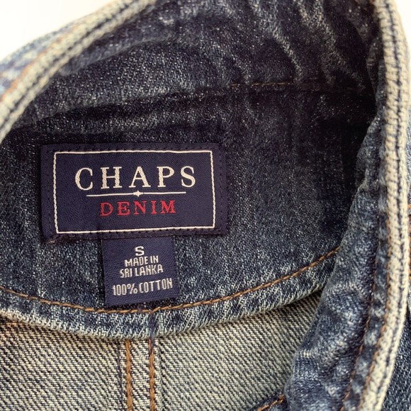CHAPS Military Style Denim Jacket Button Front Long Sleeve Small - Picture 11 of 12